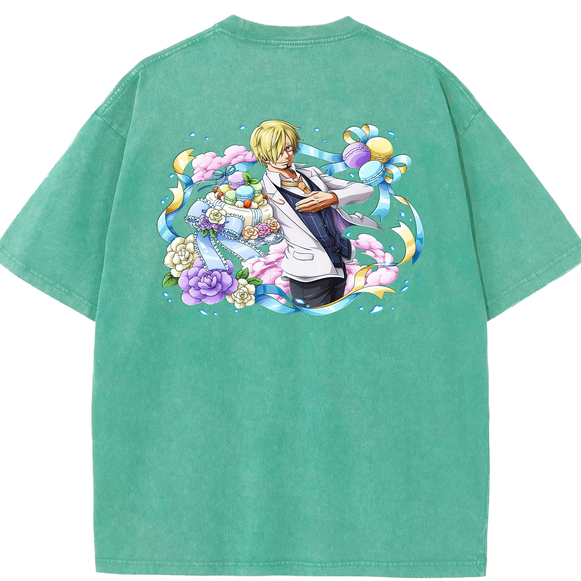 ワンピース サンジ ONE PIECE Sanji 綿100% ヴィンテージ風 半袖Tシャツ（背面プリント）
